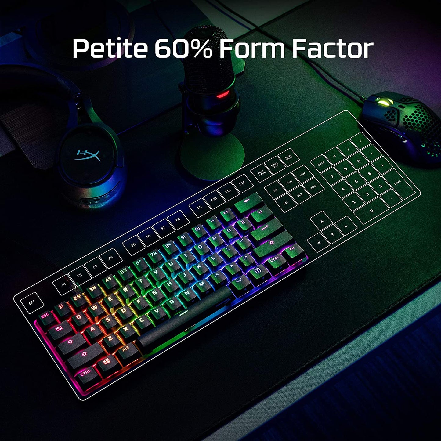 Alloy Origins 60 - Mechanical Gaming Keyboard, Ultra Compact 60% Form Factor, Double Shot PBT Keycaps, RGB LED Backlit, NGENUITY Software Compatible - Linear Red Switch,Black