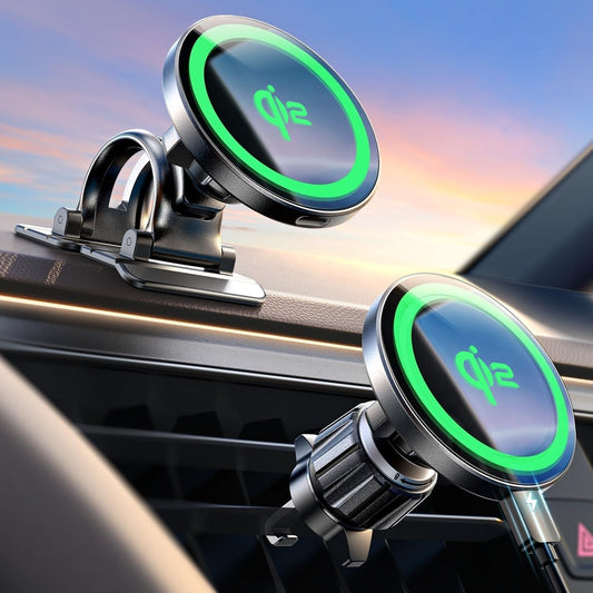 for Qi2 15W Magsafe Car Mount Charger,Super Fast Magnetic Wireless Car Charger for Iphone 16 Pro Max Accessories，Qi2 Magsafe Charger Fits Iphone 16 15 14 13 12,Samsung with Magsafe Case