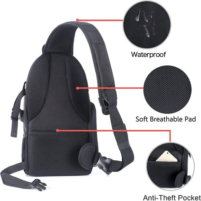Camera Sling Bag, Dslr/Slr/Mirrorless Camera Backpack Case Shockproof Photography Backpack with Tripod Holder & Removable Modular Inserts Compatible with Canon/Nikon/Sony/Fuji